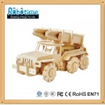 Masina cu telecomanda Lansator de rachete sol-aer, Missile truck, Puzzle 3D lemn Robotime 